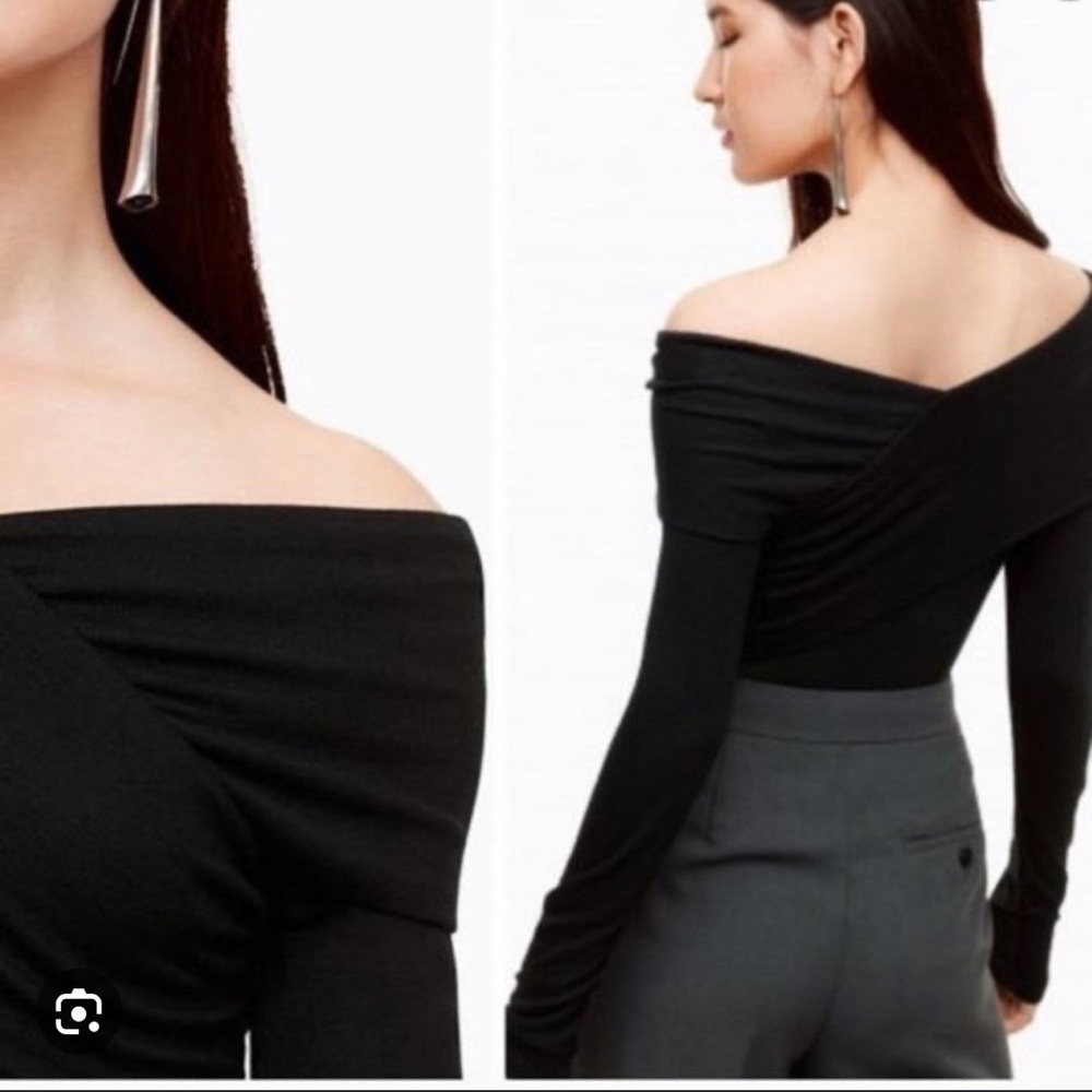 Aritzia Babaton Phil off the shoulder black top.